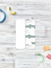 Сет из 2х муслиновых пелёнок Mjölk Крокодилы/White