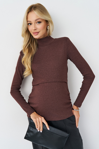 Водолазка для беременных и кормящих 16343 шоколад