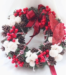 №2 Ягоды Шиповника зонтиком в сахарной обсыпке, на ветке 9 ягод по 15 мм, набор 5 шт.