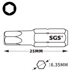 Бита шестигранная HEX 8,0 х25мм S2 SGS 6325-H8.0