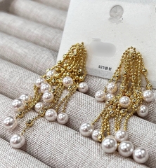 Серьги длинные с цепочками с жемчужинами