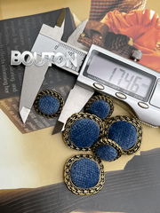 Пуговицы мягкий квадрат состаренное золото с синим бархатом