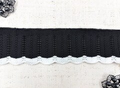 Подвязы трикотажные, ш. 6,5 см, L 145 см, черный с белым