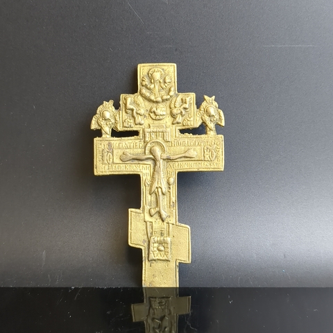 Крест киотно - наперсный с херувимами латунь, Российская империя, 1850-1900 гг.