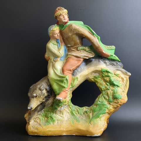 Статуэтка "Иван - Царевич на волке". Гипс Кунгурская артель. СССР, 1950-е.