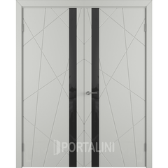 Купить Двустворчатая дверь эмаль VFD Flitta Cotton серая стекло черное