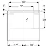 Зеркальный шкаф Geberit Option с подсветкой, две двери: B=75см, H=70см, T=15см, Тип штекера=CEE 7/16, с зеркальным покрытием снаружи, с зеркальным покрытием внутри и снаружи