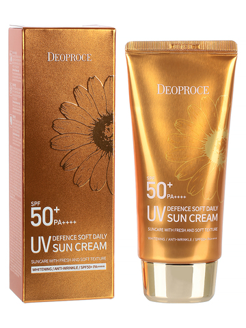 Солнцезащитный крем с экстрактом ромашки UV Defence Soft Daily Sun Cream SPF50+ PA++++ DEOPROCE