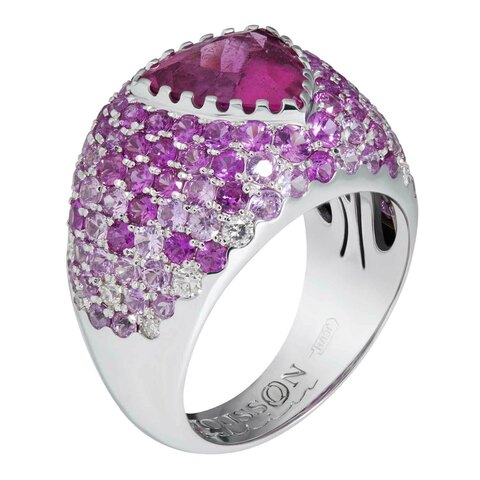 Кольцо с Турмалином, Сапфирами и Бриллиантами, R0073-0/10