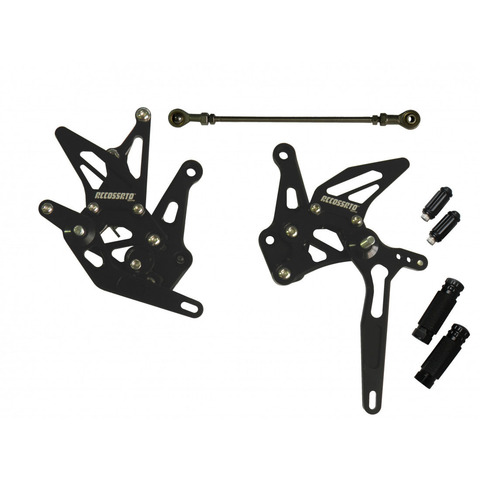 Комплект регулируемых подножек Accossato Adjustable Racing Street Rearsets. Yamaha YZF-R6 17-19