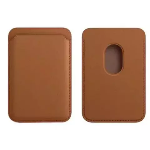 Кожаный чехол для пластиковых карт магнитный (MagSafe) / Картхолдер - кошелек для iPhone 12, 13 серии Leather Wallet (Коричневый)