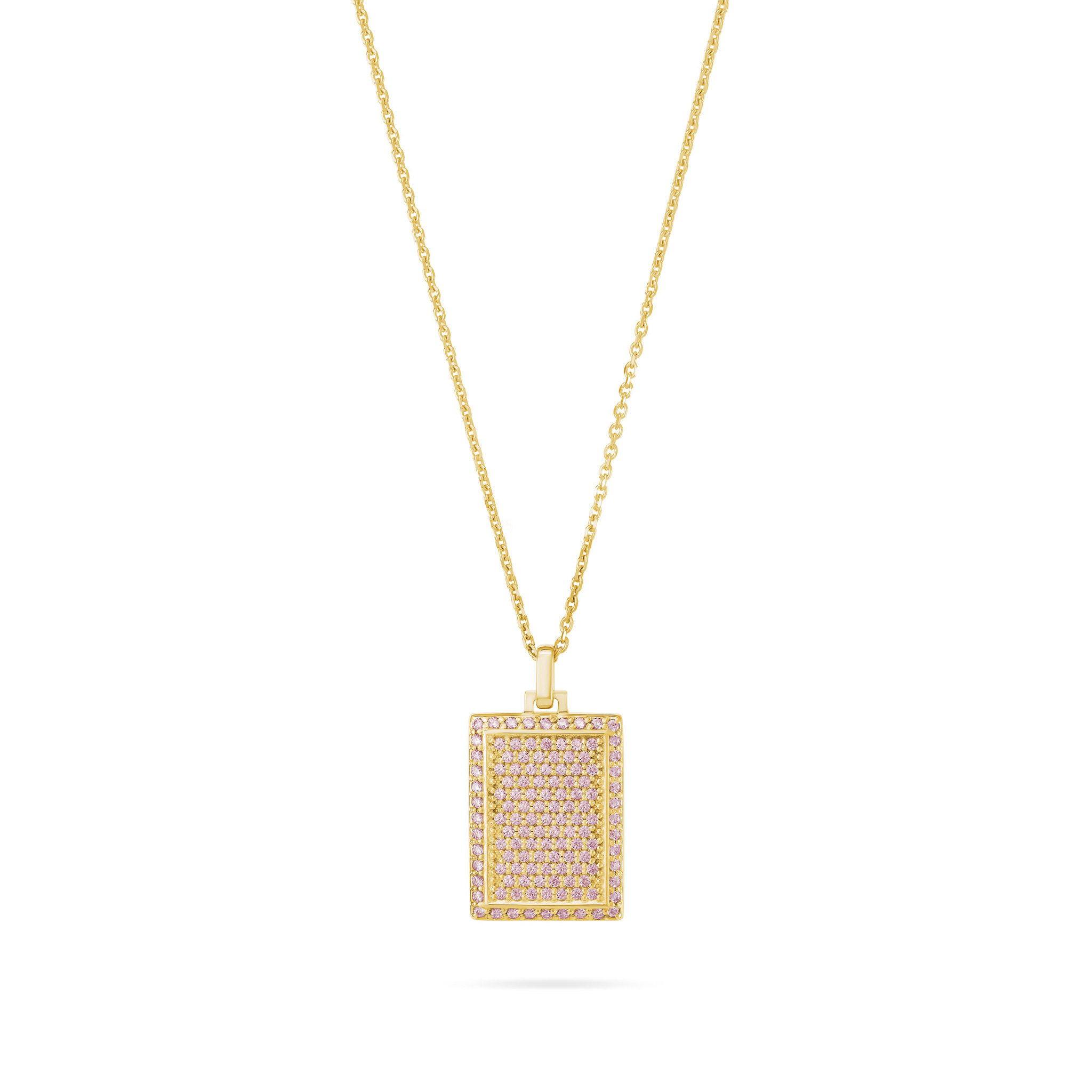 Колье Rectangle Medallion With Pink Zircons - Gold