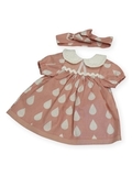 Платье с воротничком - Розовый / капли. Одежда для кукол, пупсов и мягких игрушек.