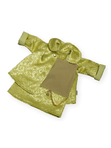Комплект: Пальто и платье - Оливковый. Одежда для кукол, пупсов и мягких игрушек.