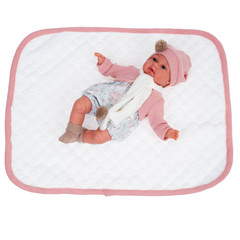 Munecas Antonio Juan Кукла Лина в розовом, озвученная (детский лепет), 34 см (7049)