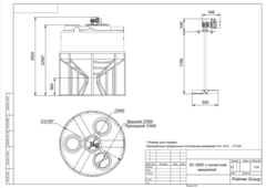 Ёмкость с лопастной мешалкой Полимер-Групп KV 3000 л. конусная (2100x2100x2500см;) - арт.559210