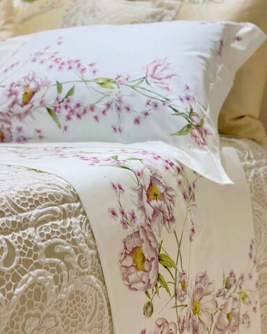 Постельное белье 2 спальное евро Blumarine Armonia 16 белый с розовым