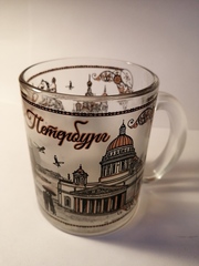 Кружка 300 мл стекло с видами Петербурга.