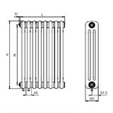 Стальной трубчатый радиатор отопления RIFAR TUBOG VENTIL 3180 4 секции БЕЛЫЙ нижнее одностороннее подключение