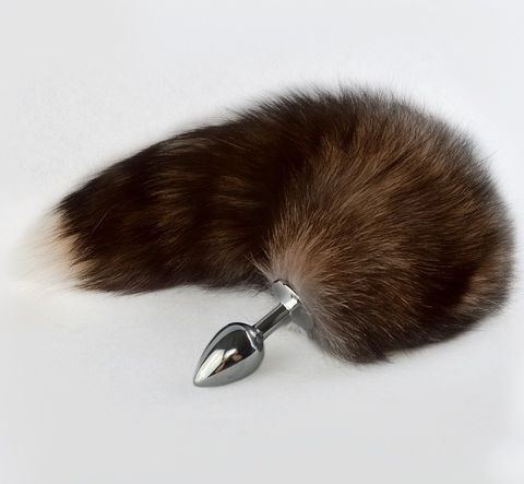 Серебристая анальная пробка с коричневым хвостом - Sitabella Sitabella accessories 8048