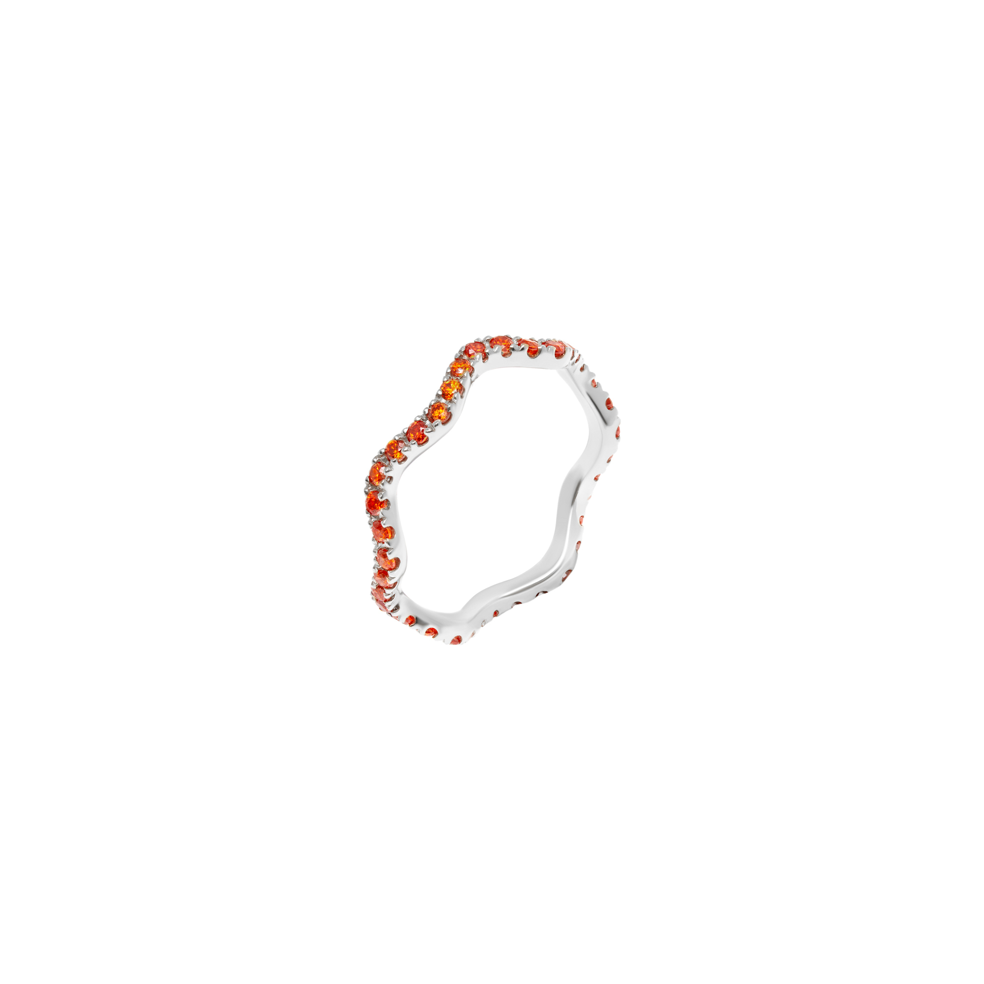 Wave Pave Ring - Silver Orange