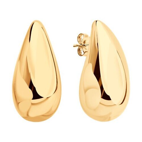 Серьги DROP -КАПЛИ из серебра в позолоте, длина 3 см