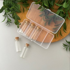 Баночки-бутылочки для хранения, прозрачные, в контейнере, 2,1*5 см, набор 5 шт.