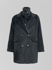 Пальто Monroe 8166 укороченное со встроенным жилетом и вязаным воротником