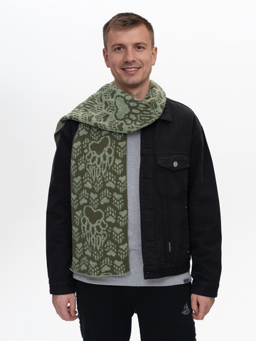 Шарф «Медвежий След» цвета хаки (Без бахромы)