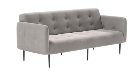 Monaco диван-кровать прямой с подлокотниками, трехместный, велюр серый Velutto 52