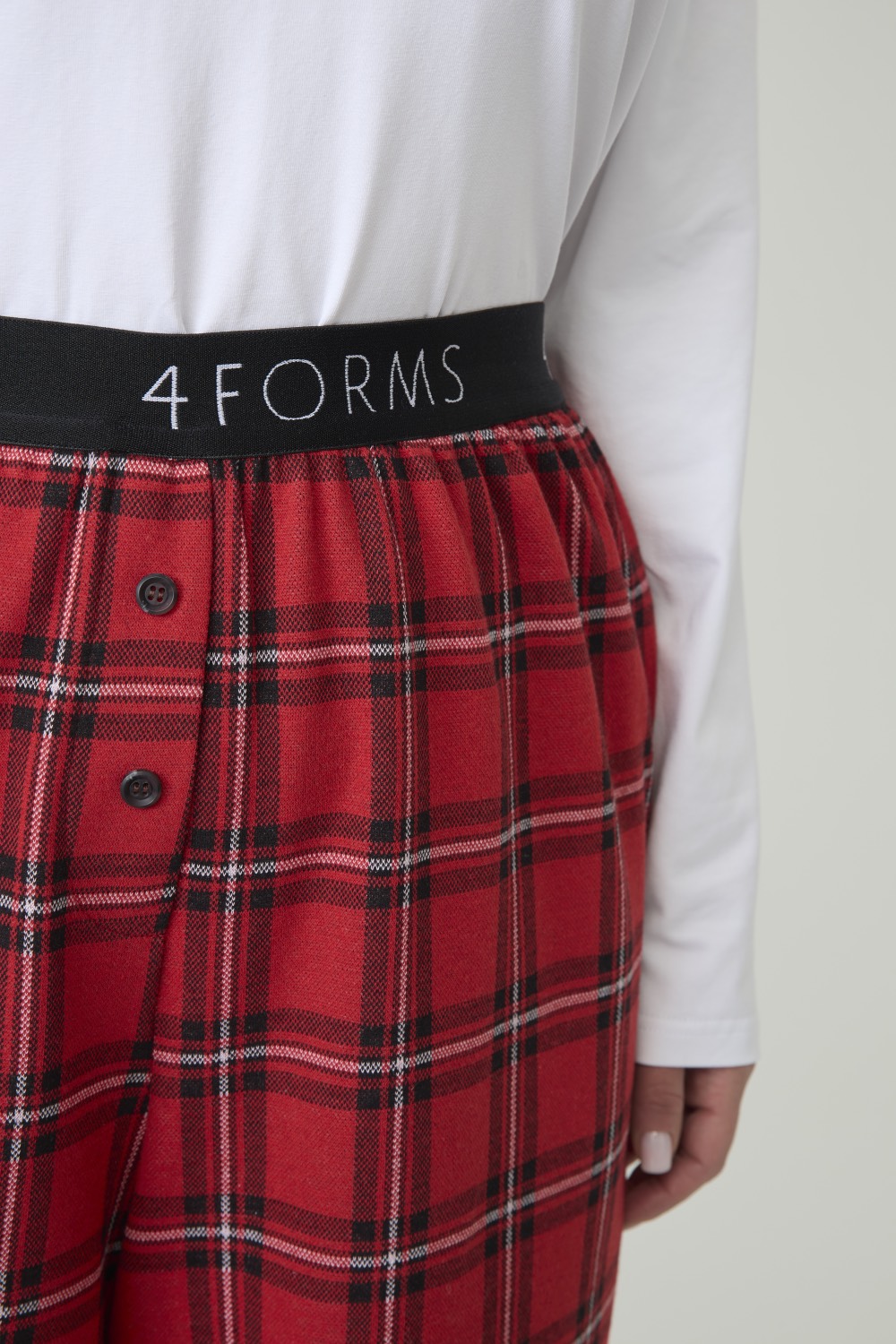 Брюки в клетку удлиненные, красный