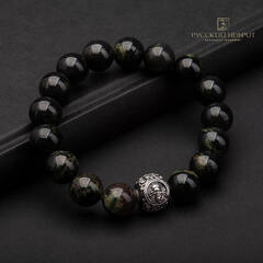 Браслет православный из нефрита "Спас Нерукотворный".