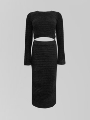 Костюм трикотажный 888 90222 однотонный из укороченного свитера и прямой юбки