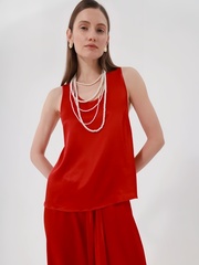 Майка из вискозного шелка, алый