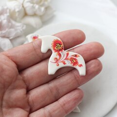 Подвеска Лошадка, хохлома, 32*42 мм, S019