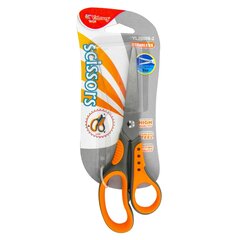 
          Ножницы канцелярские, Yalong, 17 см., "Эргономик", серо-оранжевые, прорезиненные ручки, европодвес