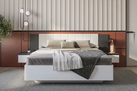 Кровать двуспальная Шарм графит / белый