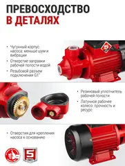 ЗУБР 650 Вт , поверхностный вихревой насос, корпус из чугуна (НС-М1-650-Ч)