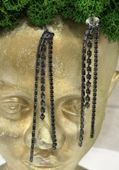 30362- Серьги длинные с подвесками из черных цирконов