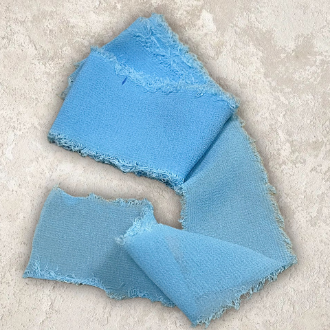 Шифоновая , шебби лента , 4см ширина , цвет голубой, 1м