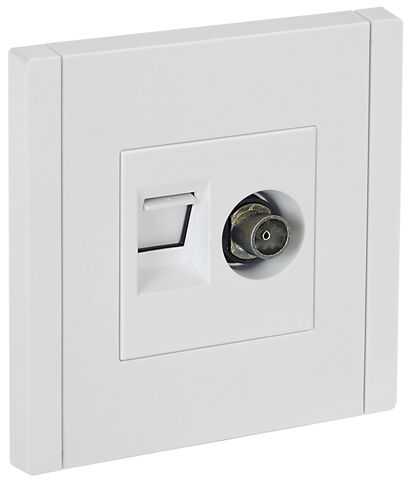 FORTE&PIANO Роз. двойная TV+RJ45 кат.6 FP237 бел. IEK