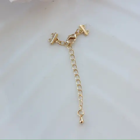 Замочек карабин с коннектором 10*5 мм для многорядных колье, 2 нити, позолота З065