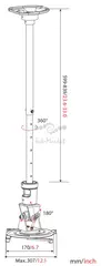 Кронштейн для проектора Cactus CS-VM-PR01L-BK черный макс.10кг потолочный поворот и наклон — фото 2