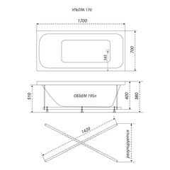 ВАННА АКРИЛОВАЯ TRITON УЛЬТРА 170х70 с ножками