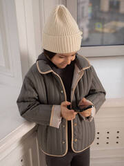 Куртка стёганая двухсторонняя Mjölk Grey/White Grey