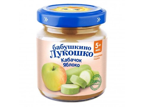 Пюре из кабачка и яблока Бабушкино Лукошко 100 г. (5+ мес.)