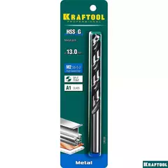 KRAFTOOL HSS-G, 13.0 х 151 мм, сталь P6M5, сверло по металлу (29651-13)