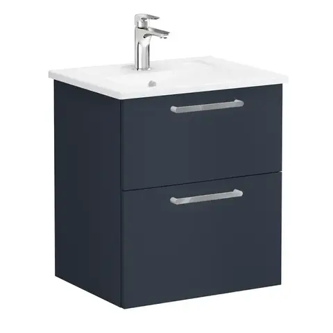 Vitra 68270 Тумба Root 60 см с квадратной раковиной, 2 ящика, матовый темно-синий