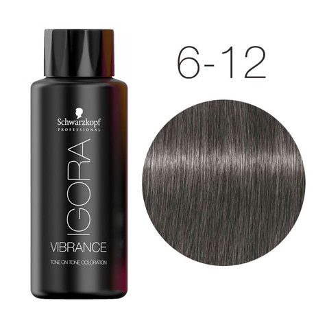 Schwarzkopf Igora Vibrance 6-12 (Темный русый сандрэ пепельный) - Безаммиачный краситель для окрашивания тон-в-тон