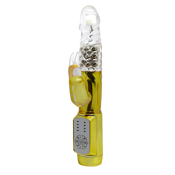 Золотистый вибратор-кролик 21,7см с ротацией Baile Gold Rabbit Prince BW-037302J